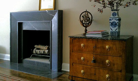 Honed Graphite Marble Fireplace